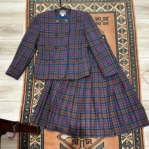 Iconic Vintage Pendleton Wool Plaid Tartan Blazer and Skirt Set size small